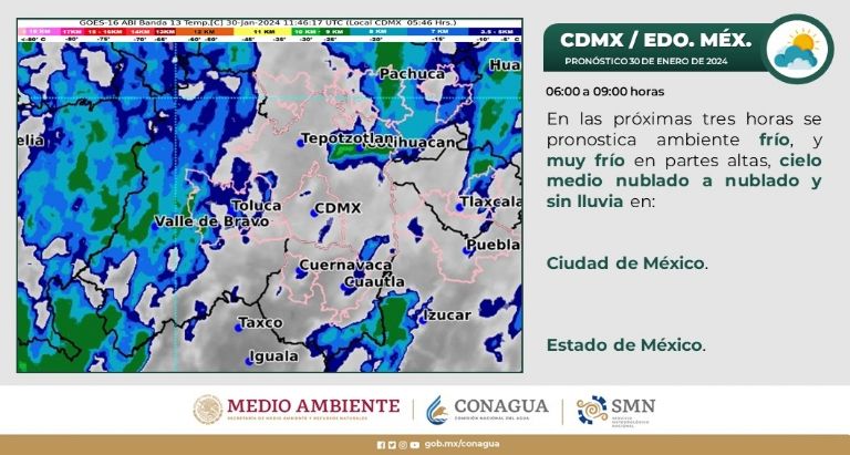 Clima en CDMX hoy 30 de enero