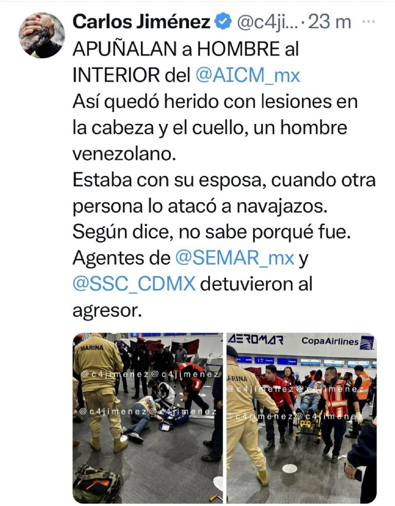 Venezolano apuñalado en el AICM