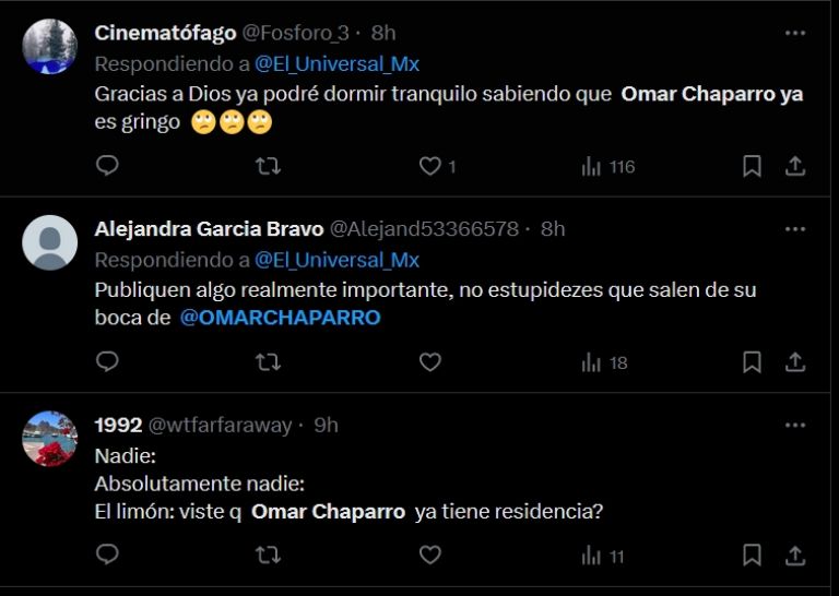 Usuarios de X arremeten contra Omar Chaparro por su ciudadanía de EU