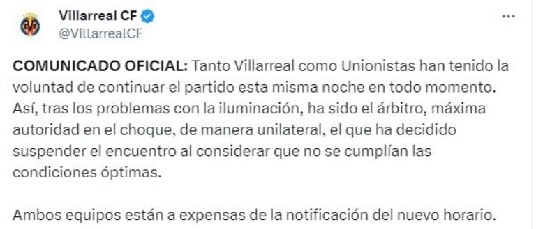 ¿Villarreal se negó a jugar los tiempos extras ante Unionistas? La polémica en Copa del Rey