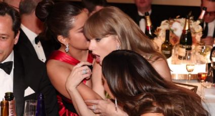 Burla a Kylie Jenner: Captan a Selena Gomez y Taylor Swift al chismear en los Golden Globes