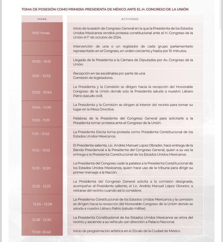 Agenda completa de Claudia Sheinbaum HOY 1 de octubre. Foto: Twitter