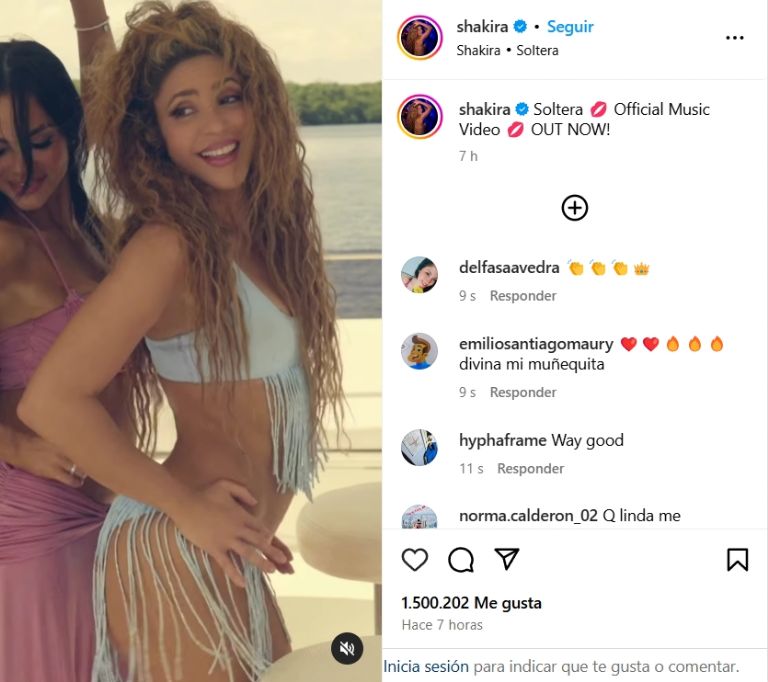 Shakira promocionó su video en Instagram