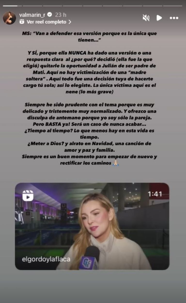 Valeria Marín saltó en defensa de Julián Gil