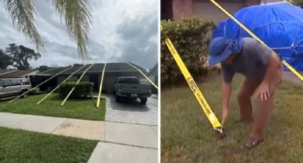 VIDEO: Hombre amarra su casa para protegerla del huracán Milton en Florida