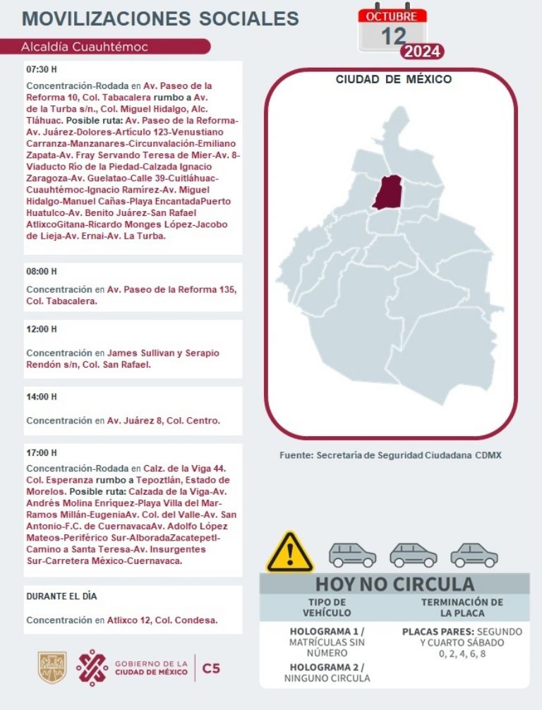 Tráfico en CDMX hoy 12 de octubre