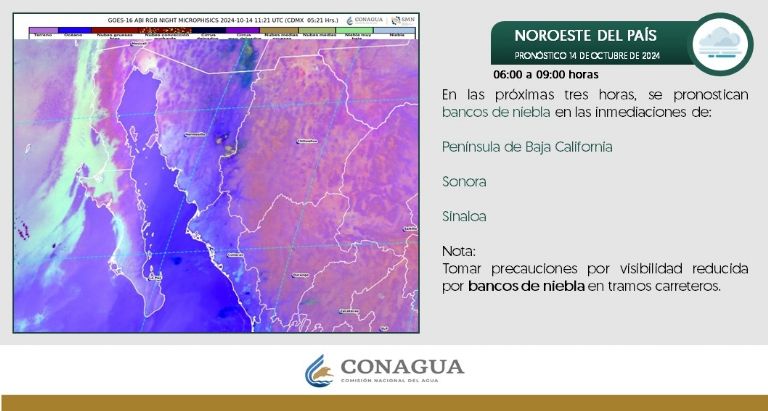 Clima en Sonora para HOY lunes 14 de octubre. Foto: Conagua