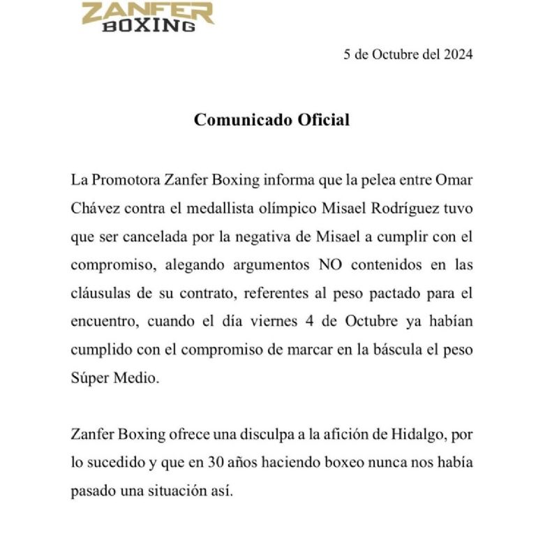 Ya habría nueva fecha para la pelea de Omar Chávez