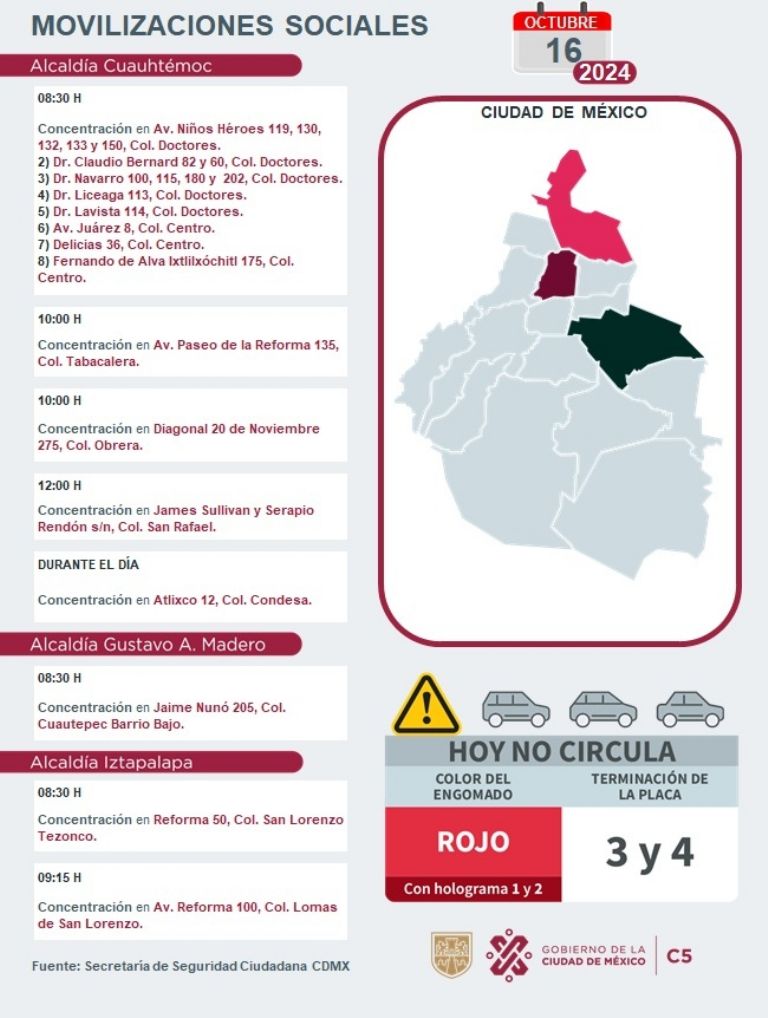 Tráfico en CDMX hoy 16 de octubre