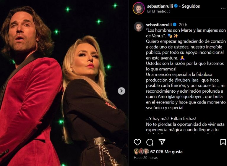 Sebastián Rulli presume experiencia teatral con Angelique Boyer