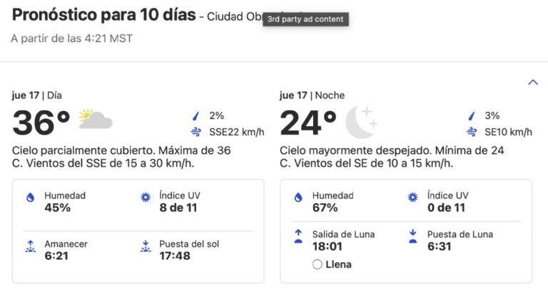 Clima en Ciudad Obregón HOY jueves 17 de octubre. Foto: Conagua