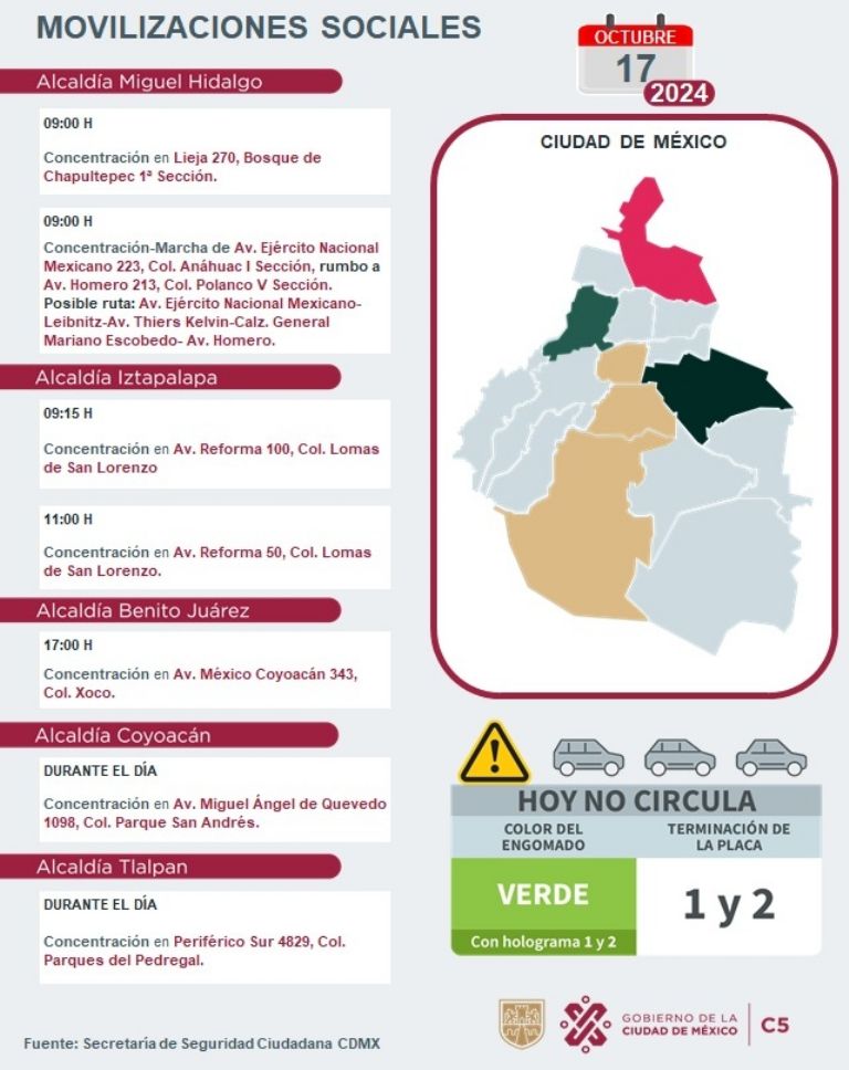 Tráfico en CDMX hoy 17 de octubre