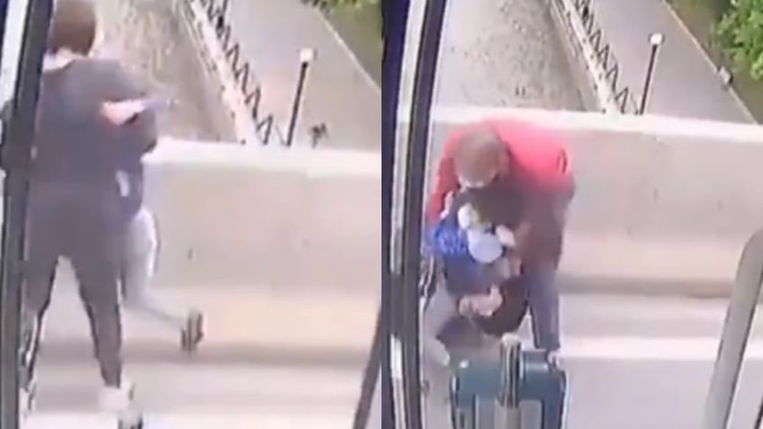 FUERTE VIDEO: Chofer salva a madre e hijo de caer de un puente; iban a quitarse la vida