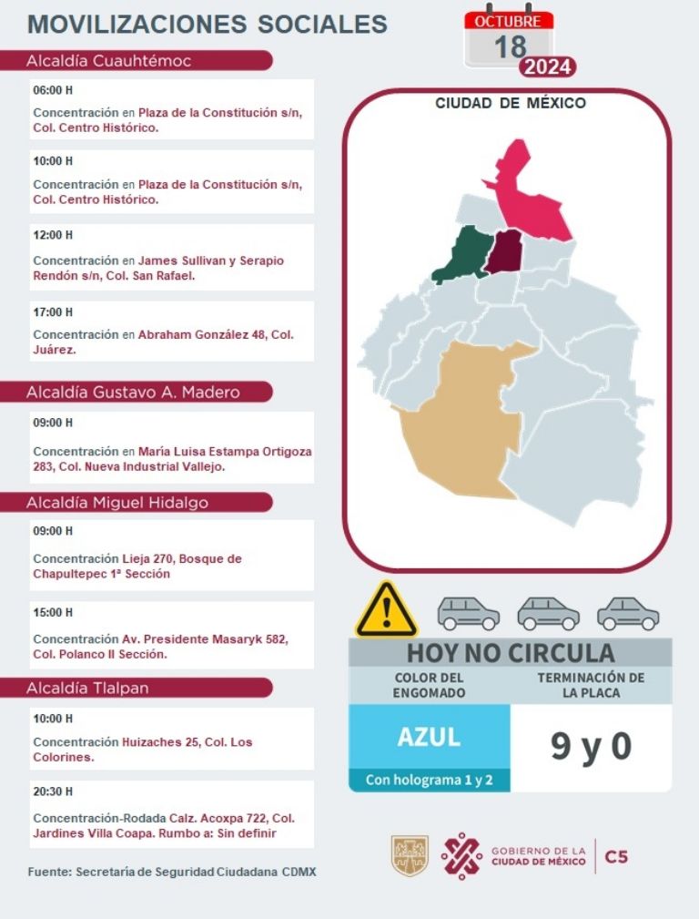 Tráfico en CDMX hoy 18 de octubre