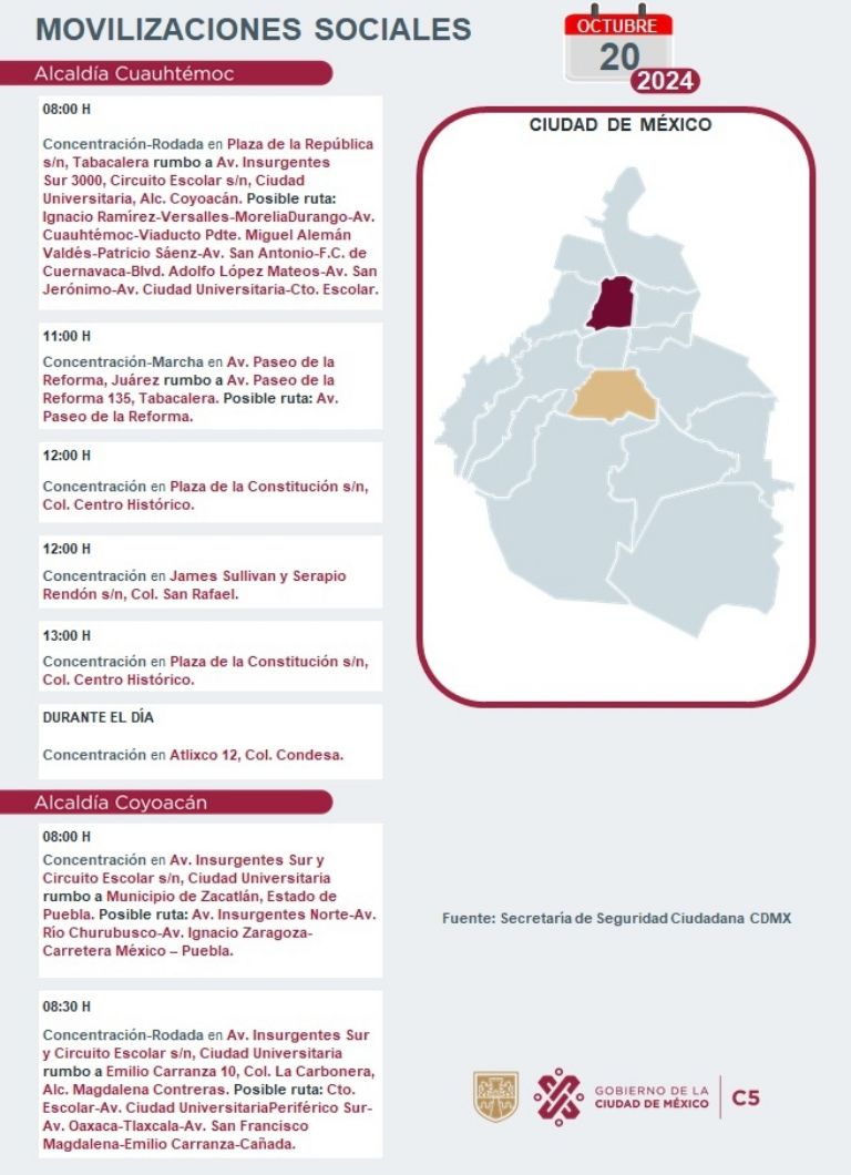 Tráfico en CDMX hoy 20 de octubre