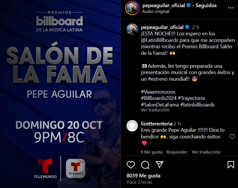 Pepe Aguilar se prepara para subir al Salón de la Fama en los Latin Billboard