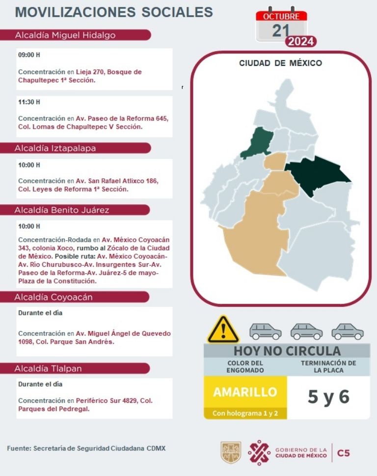 Tráfico en CDMX hoy 21 de octubre