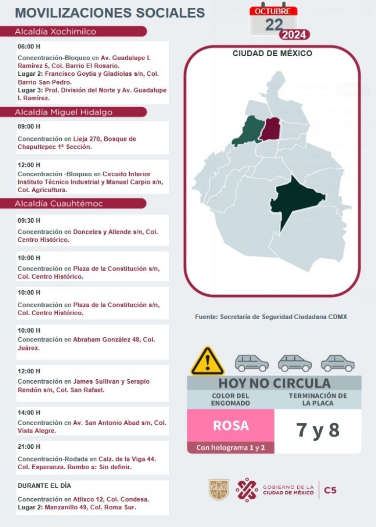 Tráfico en CDMX hoy 22 de octubre