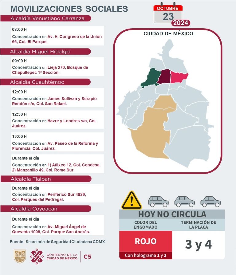Tráfico en CDMX hoy 23 de octubre