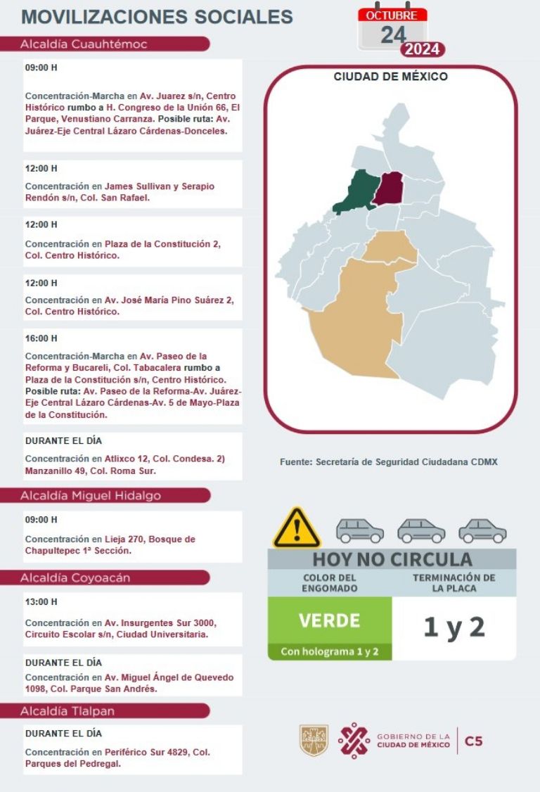 Tráfico en CDMX hoy 24 de octubre