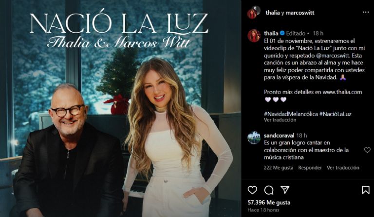 Thalía lanza nueva producción musical con compositor cristiano
