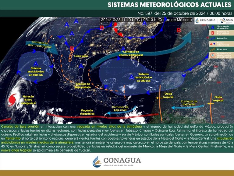 Pronóstico del clima HOY viernes 25 de octubre. Foto: Conagua