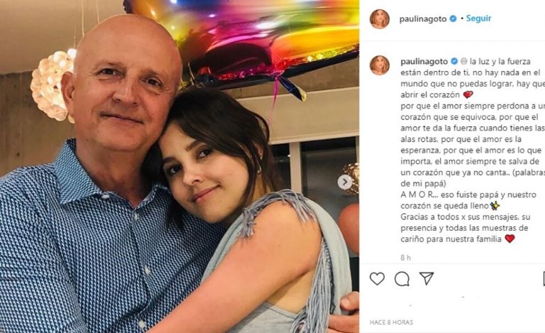 Paulina Goto sufrió la muerte de su padre