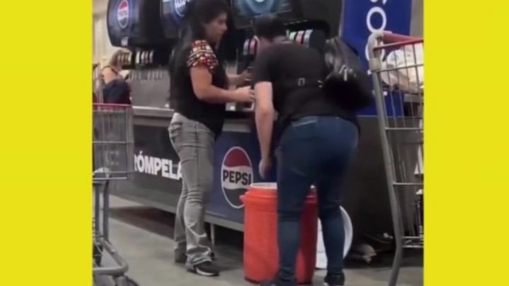 VIDEO: Critican a clientas por abusar del refil de refresco y llenar una hielera completa