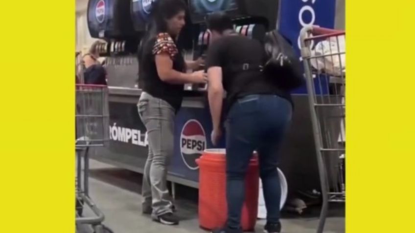 VIDEO: Critican a clientas por abusar del refil de refresco y llenar una hielera completa