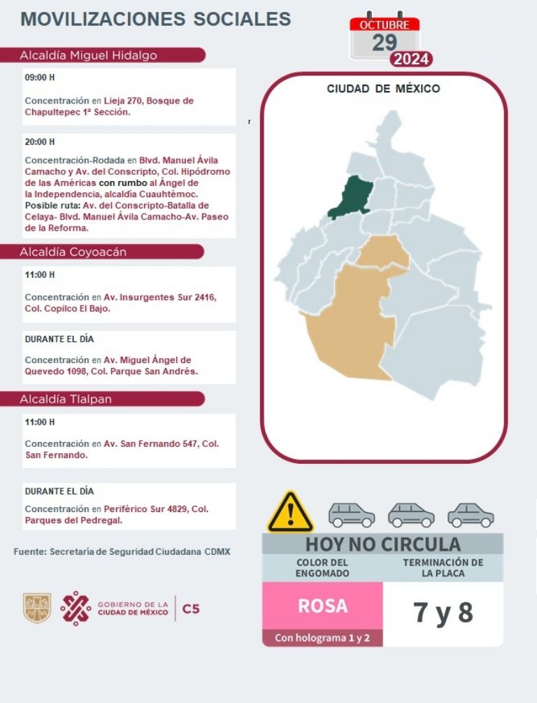 Tráfico en CDMX hoy 29 de octubre