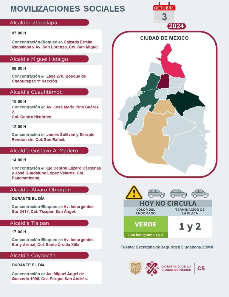 Tráfico en CDMX hoy 3 de octubre