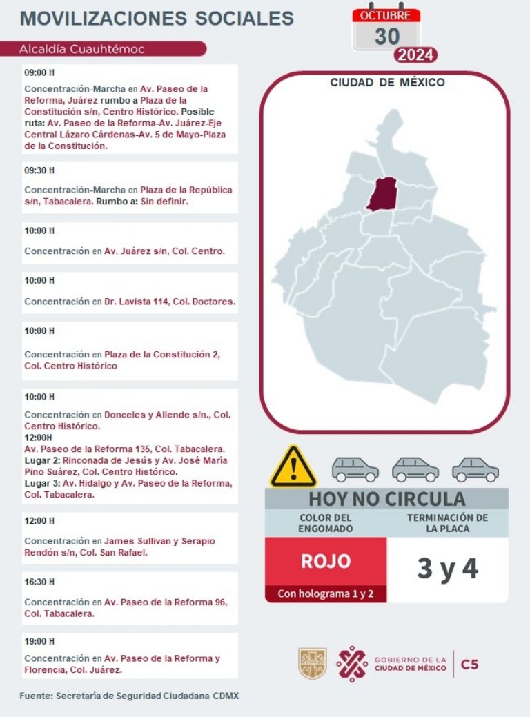 Tráfico en CDMX hoy 30 de octubre