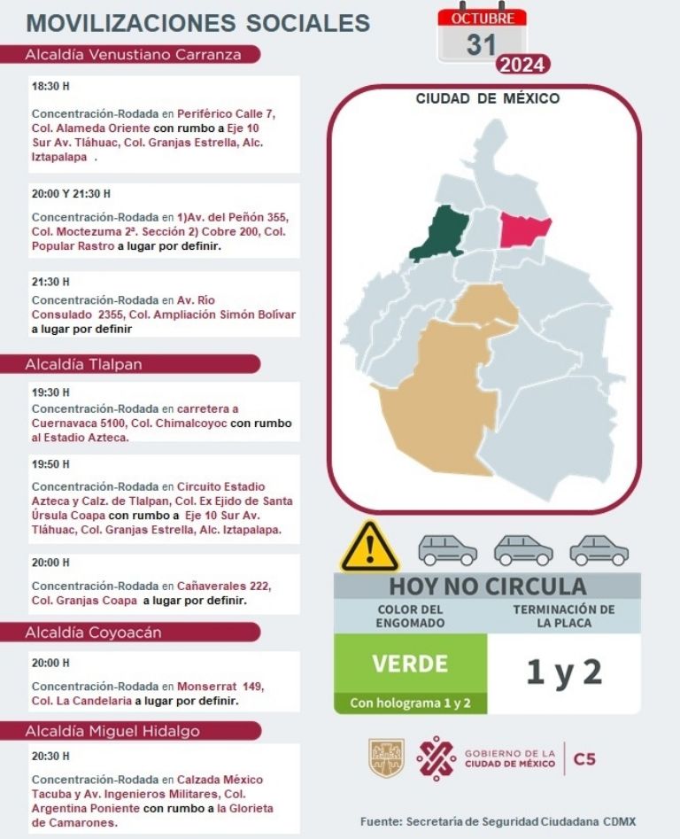 Tráfico en CDMX hoy 31 de octubre