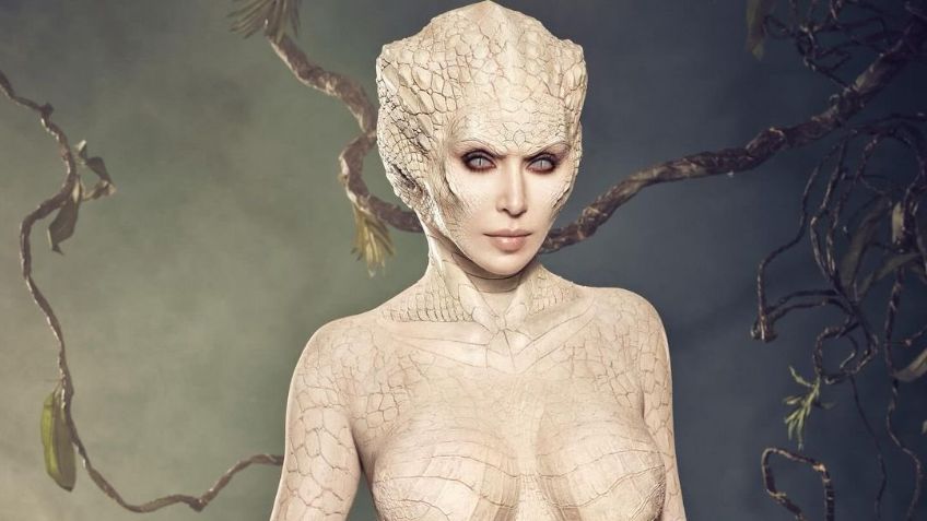 ¡Feliz noche de brujas! Kim Kardashian deslumbra como un caimán albino en Halloween