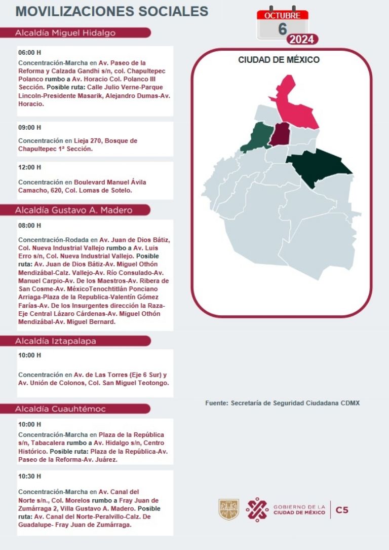 Tráfico en CDMX hoy 6 de octubre
