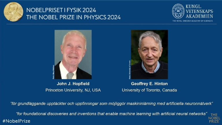 Conoce a los ganadores del Premio Nobel de Física 2024. Foto: Twitter
