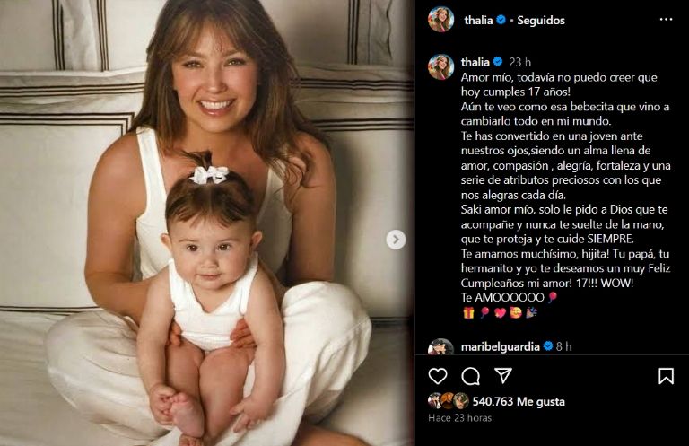 Thalía felicita a su hija por su cumpleaños