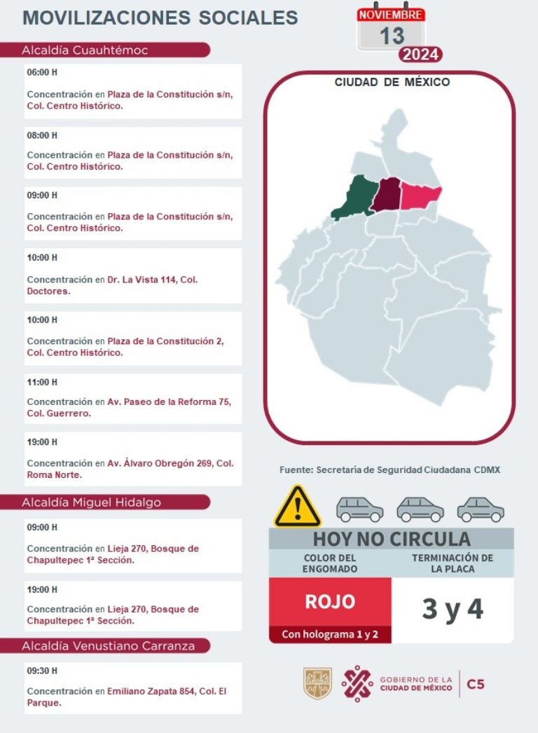 Tráfico en CDMX hoy 13 de noviembre