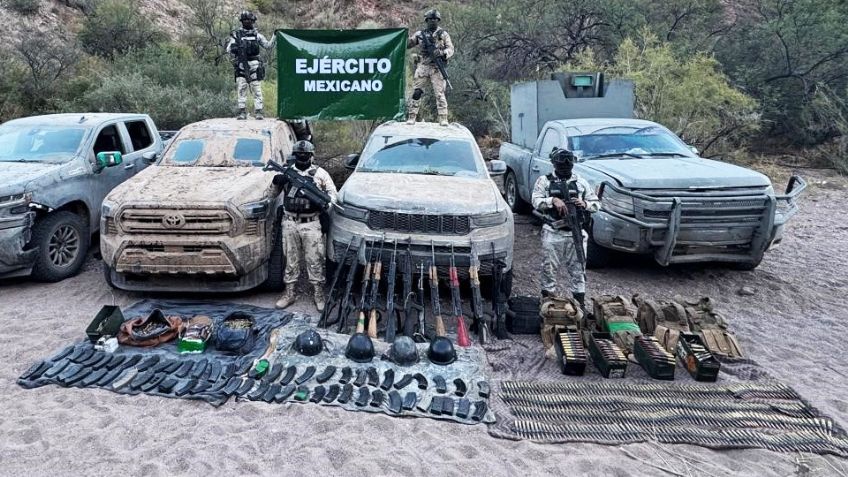 Tras enfrentamiento armado, militares aseguran armas largas y autos blindados en Sonora