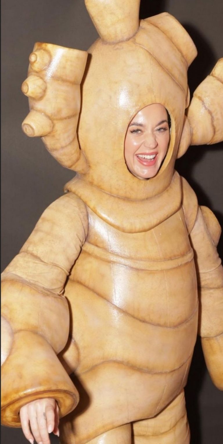 Katy Perry se disfraza de jengibre para promocionar suplemento alimenticio