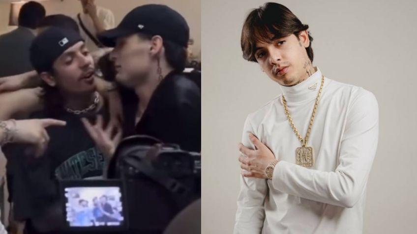 ¿Son novios? Captan el beso de Natanael Cano a Peso Pluma en fiesta con Gabito Ballesteros