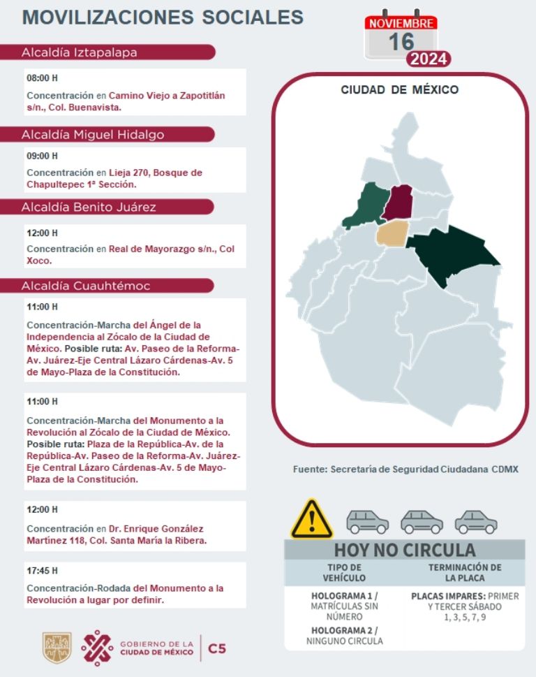 Tráfico en CDMX hoy 16 de noviembre