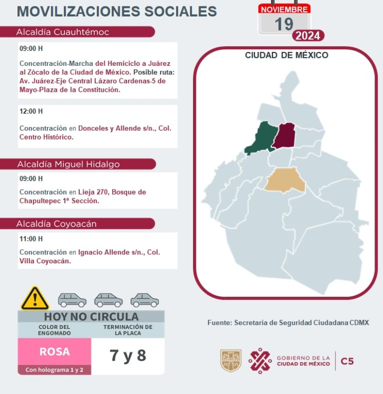 Tráfico en CDMX hoy 19 de noviembre