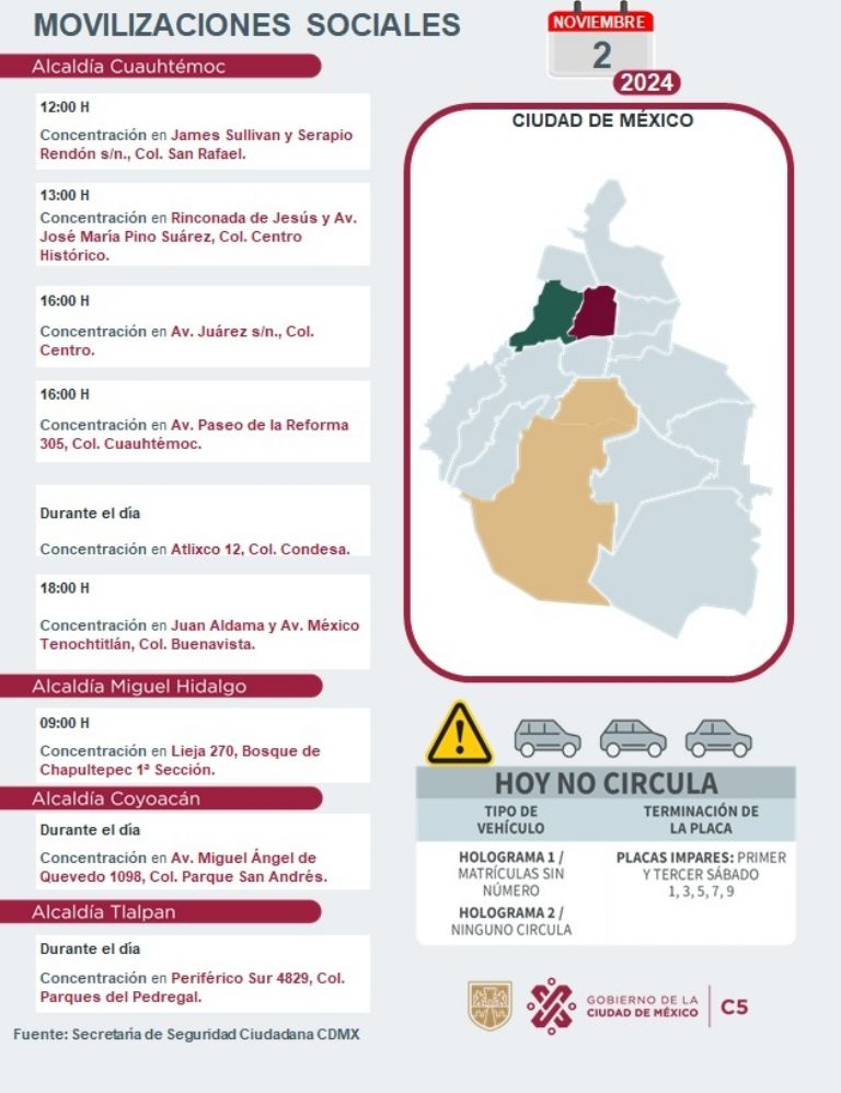 Tráfico en CDMX hoy 2 de noviembre