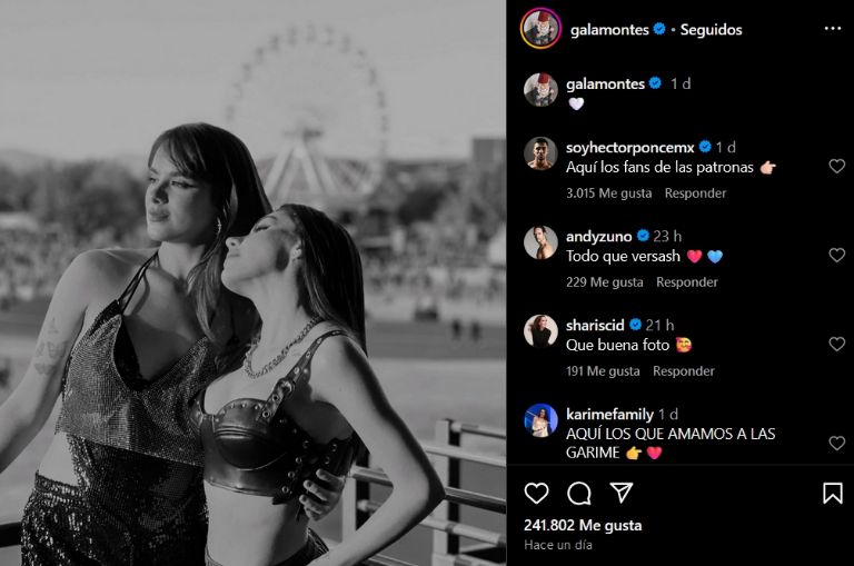 Gala Montes comparte romántica fotografía con Karime Pindter