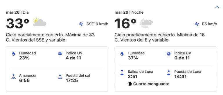 Clima en Hermosillo, Sonora, para HOY martes 26 de noviembre. Foto: Conagua Clima