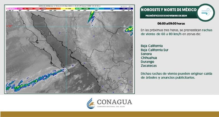Clima en Sonora para HOY domingo 3 de noviembre. Foto: Conagua
