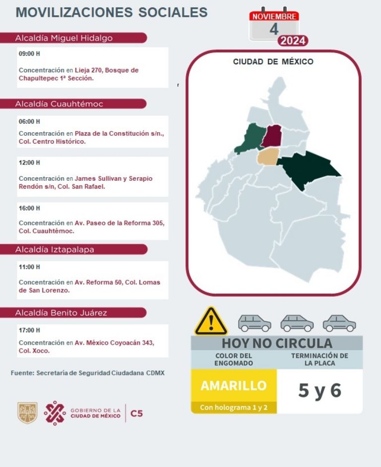 Tráfico en CDMX hoy 4 de noviembre