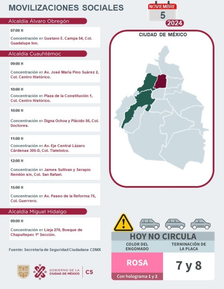 Tráfico en CDMX hoy 5 de noviembre