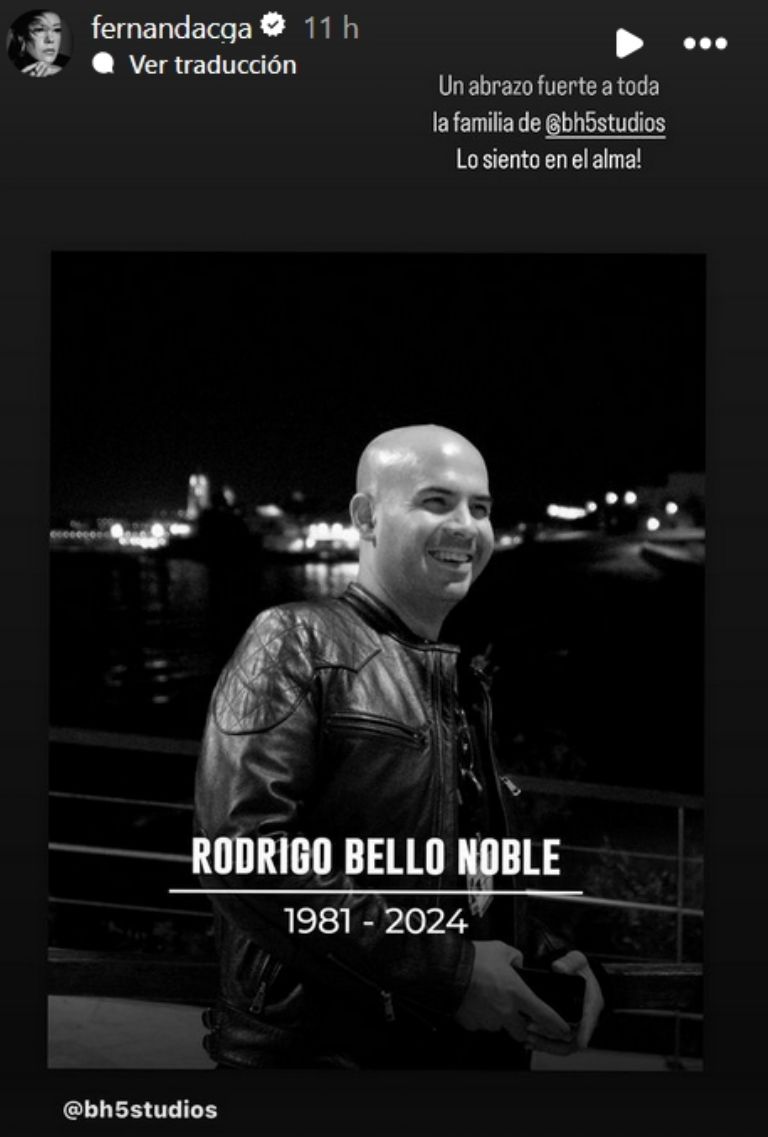 Fernanda Castillo se viste de luto por la muerte de Rodrigo Bello